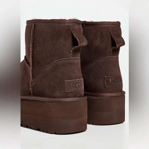 UGG Chocolate Brown Platform Winter Boots in Burn Cedar Color - Picture 3 of 7
